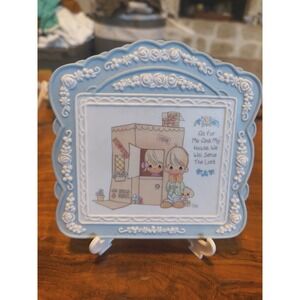 1994 Precious Moments Plaque Blue "As For Me And My House, We Will Serve The...